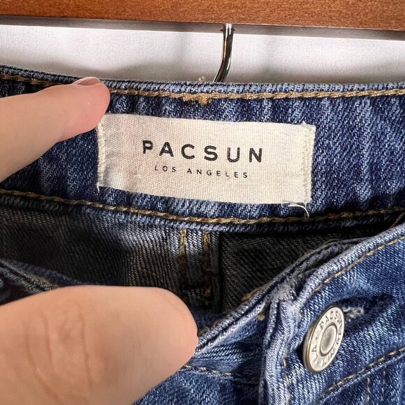 PacSun Womens Mom Jeans Size 25 Cropped High Rise Distressed Ripped Grunge Y2K - Picture 6 of 12